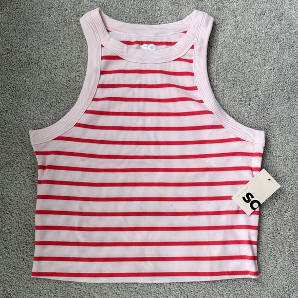 SO Women's Tank Top with Bright Pink and Light Pink Stripes Size XL - Picture 1 of 5